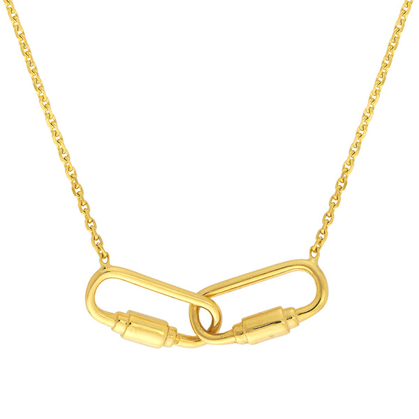 14k Yellow Gold Petite Carabiner Links Necklace