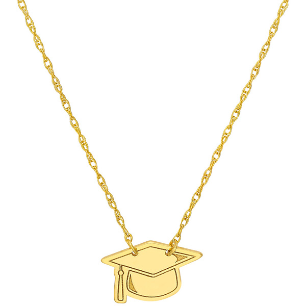 14k Yellow Gold Graduation Cap Necklace