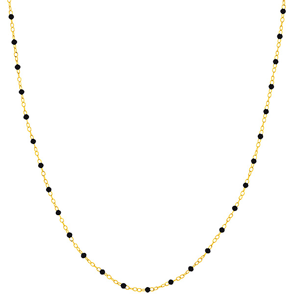 14k Yellow Gold Black Enamel Bead Piatto Link Necklace