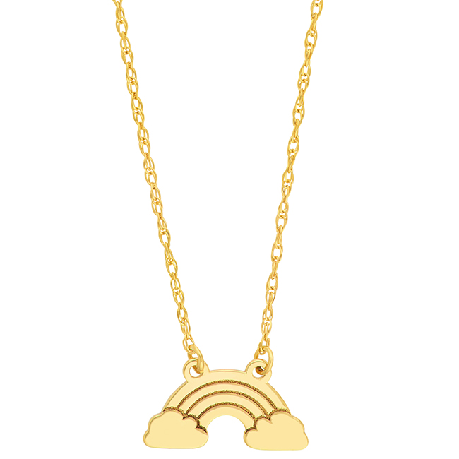 14k Yellow Gold Mini Rainbow and Cloud Necklace