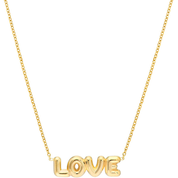 14k Yellow Gold Puffed LOVE Necklace