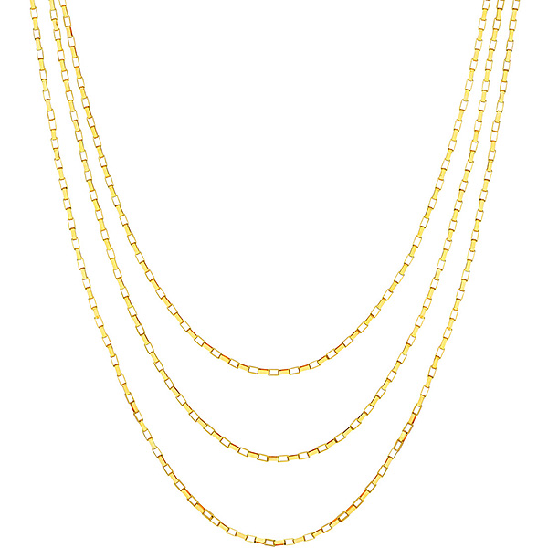 14k Yellow Gold Three Strand Box Link Chain Necklace