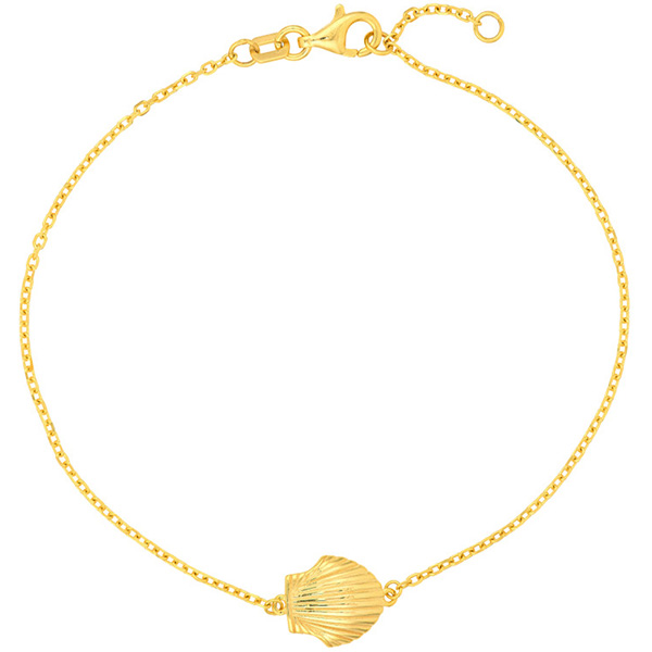 14k Yellow Gold Single Shell Charm Bracelet