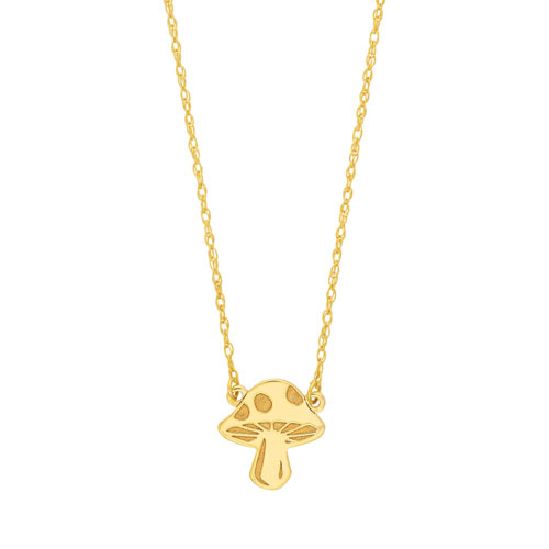 14k Yellow Gold Petite Mushroom Necklace
