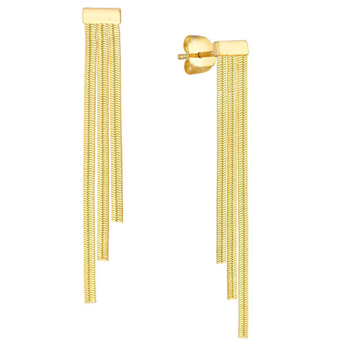 14k Yellow Gold Triple Snake Chain Earrings