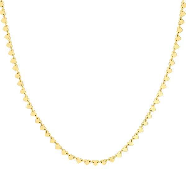 14k Yellow Gold Side by Side Heart Station Necklace