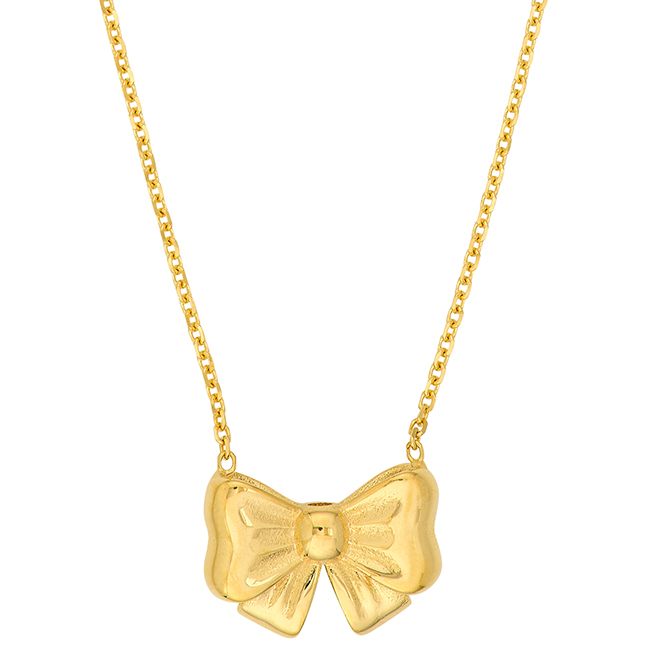 14k Yellow Gold Tied Bow Necklace