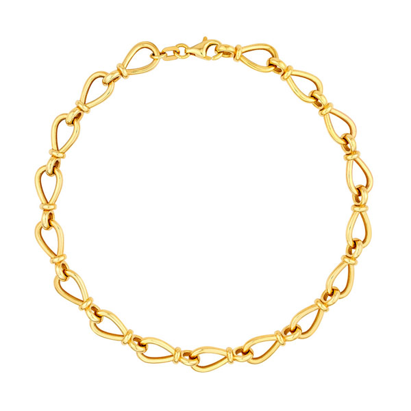 14k Yellow Gold Open Teardrop Link Bracelet 8in