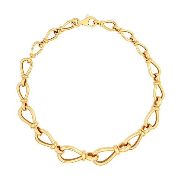 14k Yellow Gold Graduated Teardrop Link Bracelet 7.75in