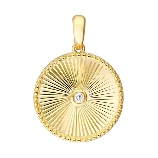 14k Yellow Gold .03 ct Diamond Radiant Round Pendant