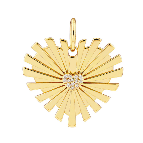 14k Yellow Gold .07 ct tw Diamond Radiant Heart Pendant