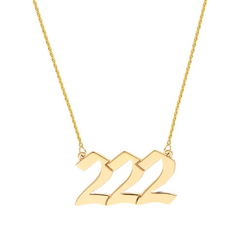 14k Yellow Gold Angel Number 222 Necklace for Alignment