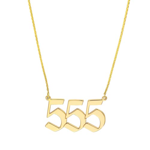 14k Yellow Gold Angel Number 555 Necklace for Change