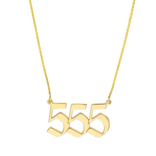 14k Yellow Gold Angel Number 555 Necklace for Change
