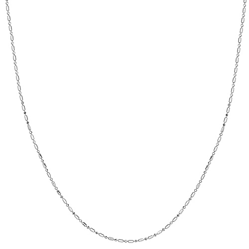 14k White Gold 16in Bead and Bar Chain 1.2mm