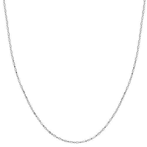 14k White Gold 20in Bead and Bar Chain 1.2mm