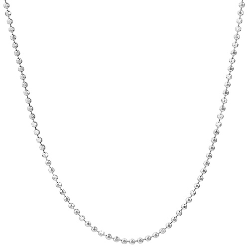 14k White Gold 16in Diamond-cut Bead Chain 1.2mm