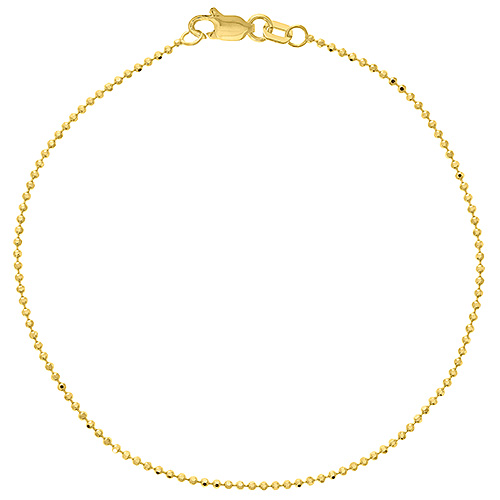 14k Yellow Gold 7.5in Diamond-cut Bead Bracelet 1.2mm