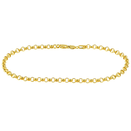14k Yellow Gold 10in Rolo Link Anklet 3.8mm