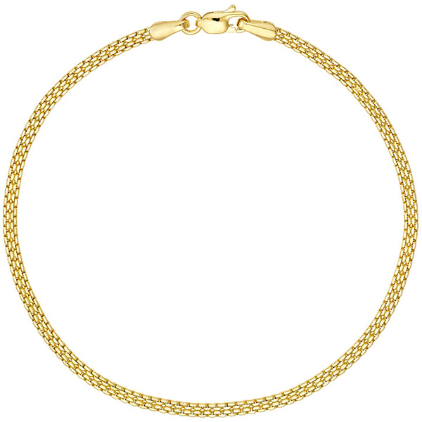 14k Yellow Gold Hollow Slender Diamond-cut Bismark Link Bracelet