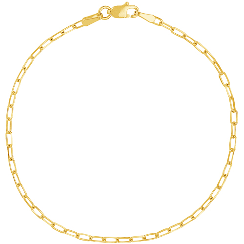 14k Yellow Gold Ultra Slender Paper Clip Bracelet 7.25in