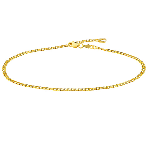 14k Yellow Gold 2.70mm Open Curb Anklet Adjustable 9-10in