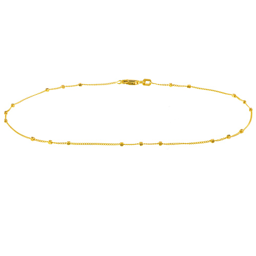 14k Yellow Gold Triple Cube Saturn Chain Anklet 10in
