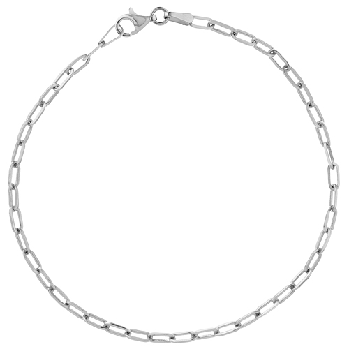 14k White Gold Very Slender Paper Clip Bracelet 7.25in