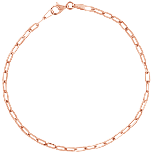 14k Rose Gold Very Slender Paper Clip Bracelet 7.25in