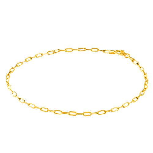 14k Yellow Gold 10in Paper Clip Anklet 2.5mm Thick