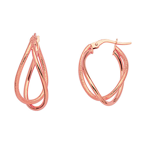 14kt Rose Gold 1in Euro Oval Hoop Earrings