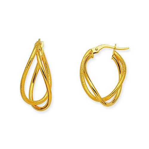 14kt Yellow Gold 1in Euro Oval Hoop Earrings