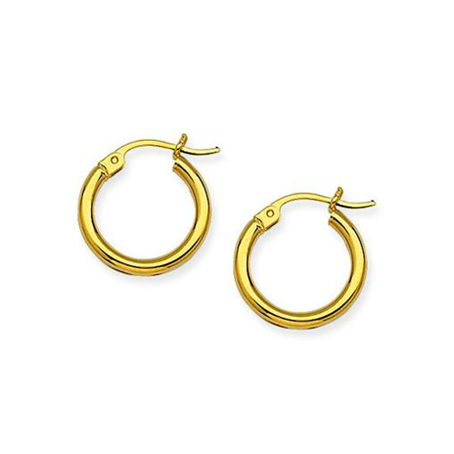 10kt Yellow Gold 5/8in Polished Hoop Earrings 2mm