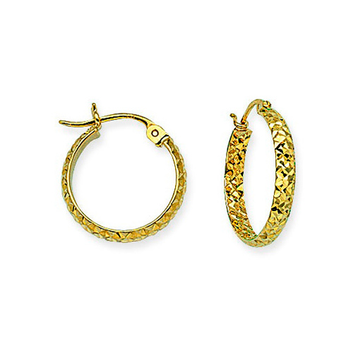 14kt Yellow Gold 5/8in Diamond-cut In and Out Hoop Earrings 3mm