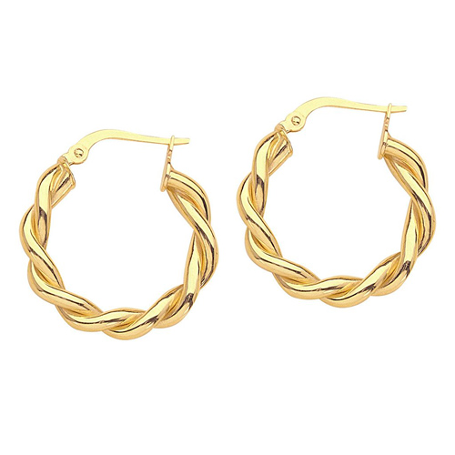 14k Yellow Gold Twist Rope Hoop Earrings 7/8in Y41-175200MT
