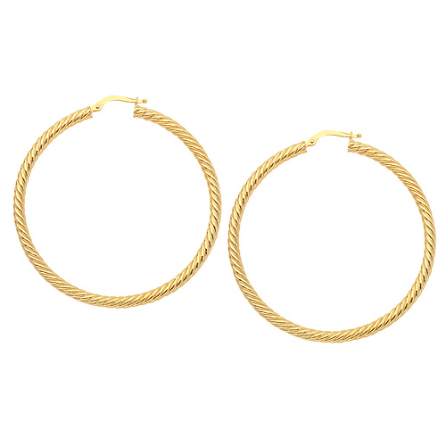 14kt Yellow Gold 1in Rope Twist Hoop Earrings 3mm