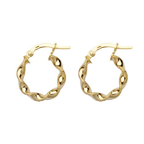 10kt Yellow Gold 1/2in Twisted Hoop Earrings