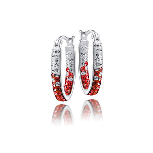 Sterling Silver Arkansas Razorbacks Crystal Hoop Earrings