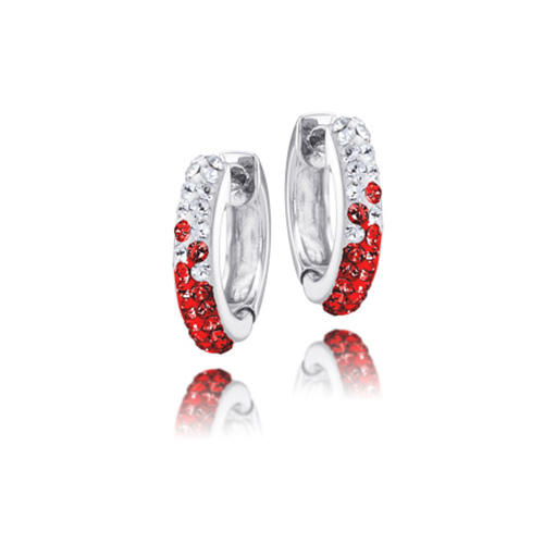 Sterling Silver Arkansas Razorbacks Crystal Huggie Earrings