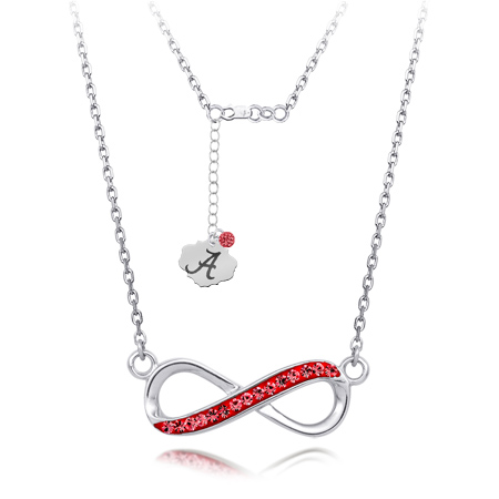 Sterling Silver University of Alabama Crystal Infinity Necklace