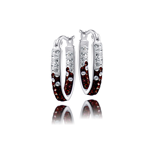 Sterling Silver South Carolina Crystal Hoop Earrings