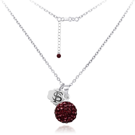 Sterling Silver Florida State University Crystal Ball Necklace