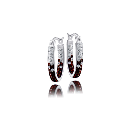 Sterling Silver Texas A&M University Crystal Hoop Earrings