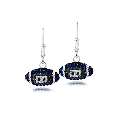 Sterling Silver Auburn Tigers Crystal Football Earrings