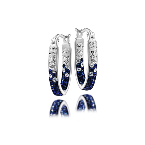 Sterling Silver Auburn Tigers Crystal Hoop Earrings