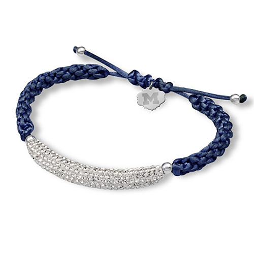 Sterling Silver Michigan Wolverines Bar Bracelet