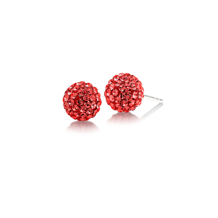 Sterling Silver Arkansas Razorbacks Crystal Ball Earrings