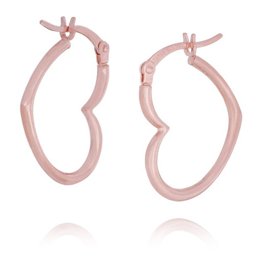 14kt Rose Gold 3/4in Heart Hoop Earrings