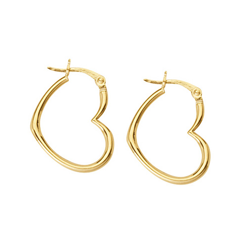 14kt Yellow Gold 3/4in Heart Hoop Earrings