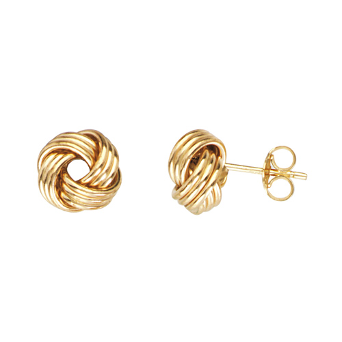 14kt Yellow Gold Triple Tube Love Knot Earrings